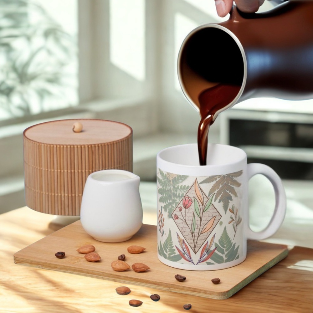 Floral Leaf Pattern Coffee Mug